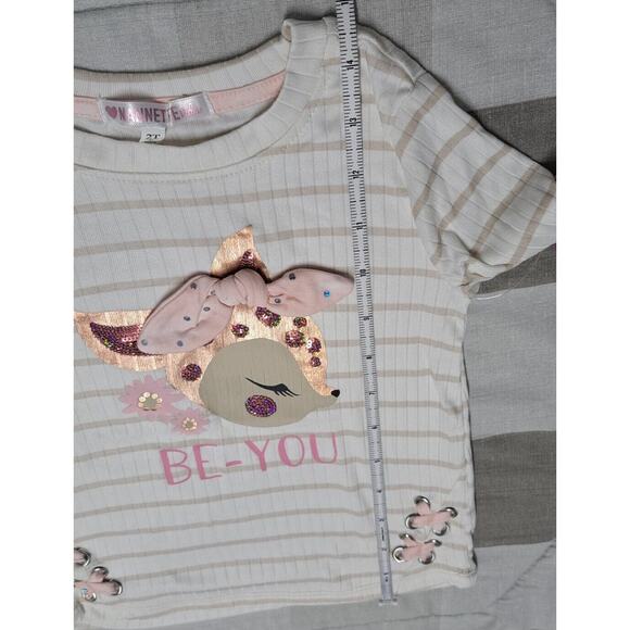 Nannete Stripe Printed Long Sleeve Shirt And Leggins Set Girls 2T - Picture 4 of 13